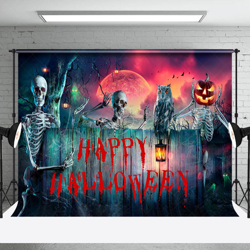 Lofaris Skeleton Eagle Horror Moon Happy Halloween Night Backdrop