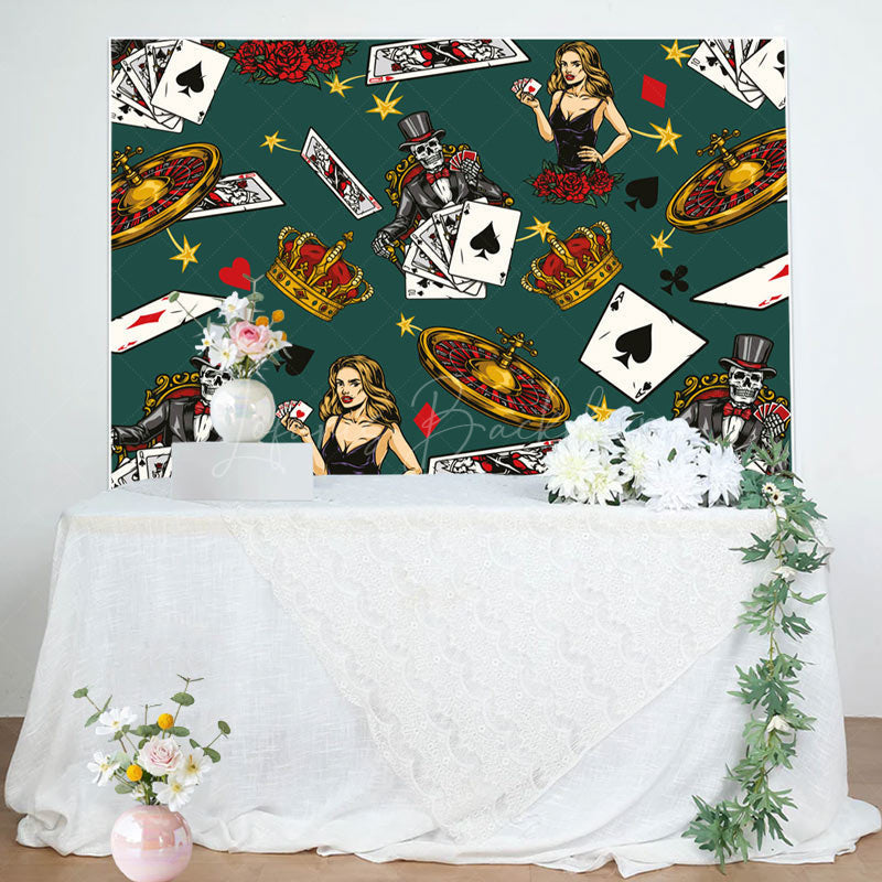 Lofaris Skeleton In Suit Blonde Casino Birthday Backdrop