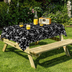 Lofaris Skeleton Pattern Repeat Black Halloween Tablecloth