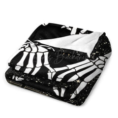 Lofaris Skeleton Till Death Halloween Custom Name Blanket