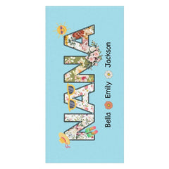 Lofaris Sky Blue Nana Custom Beach Towel with Kids Name