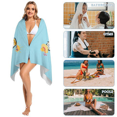 Lofaris Sky Blue Nana Custom Beach Towel with Kids Name