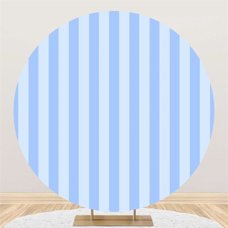 Lofaris Sky Blue Stripe Simple Round Dance Party Backdrop