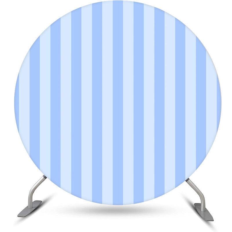 Lofaris Sky Blue Stripe Simple Round Dance Party Backdrop