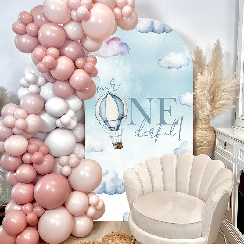 Lofaris Sky Cloud Hot Air Balloon 1st Birthday Arch Backdrop