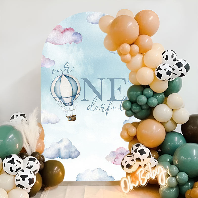 Lofaris Sky Cloud Hot Air Balloon 1st Birthday Arch Backdrop