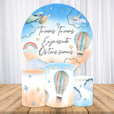 Lofaris Sky Cloud Hot Air Balloons Round Birthday Backdrop Kit