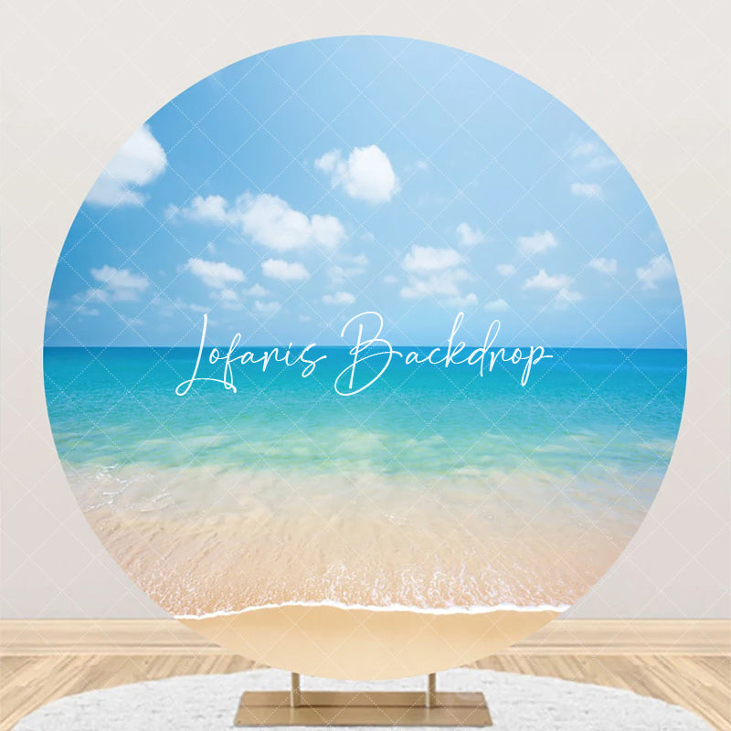 Lofaris Sky Cloud Sandy Hawaii Beach Round Birthday Backdrop