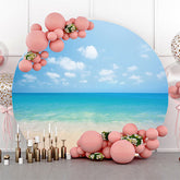 Lofaris Sky Cloud Sandy Hawaii Beach Round Birthday Backdrop