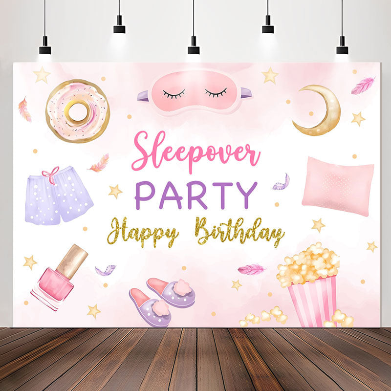 Lofaris Sleepover Party Dessert Girls Birthday Backdrop