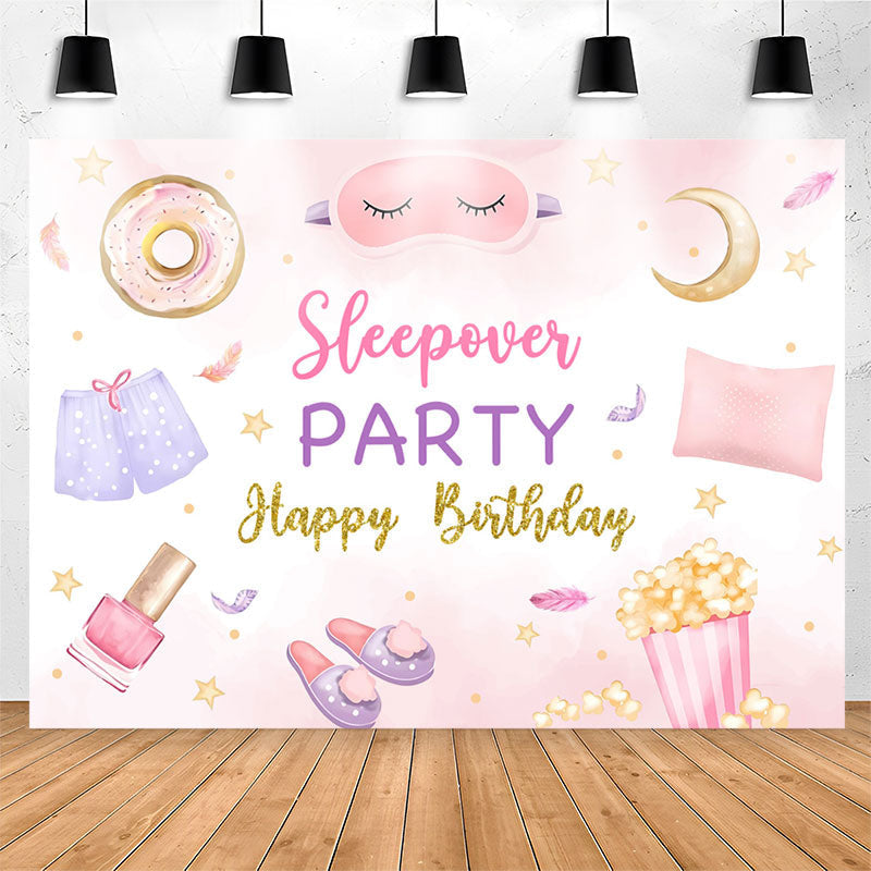 Lofaris Sleepover Party Dessert Girls Birthday Backdrop