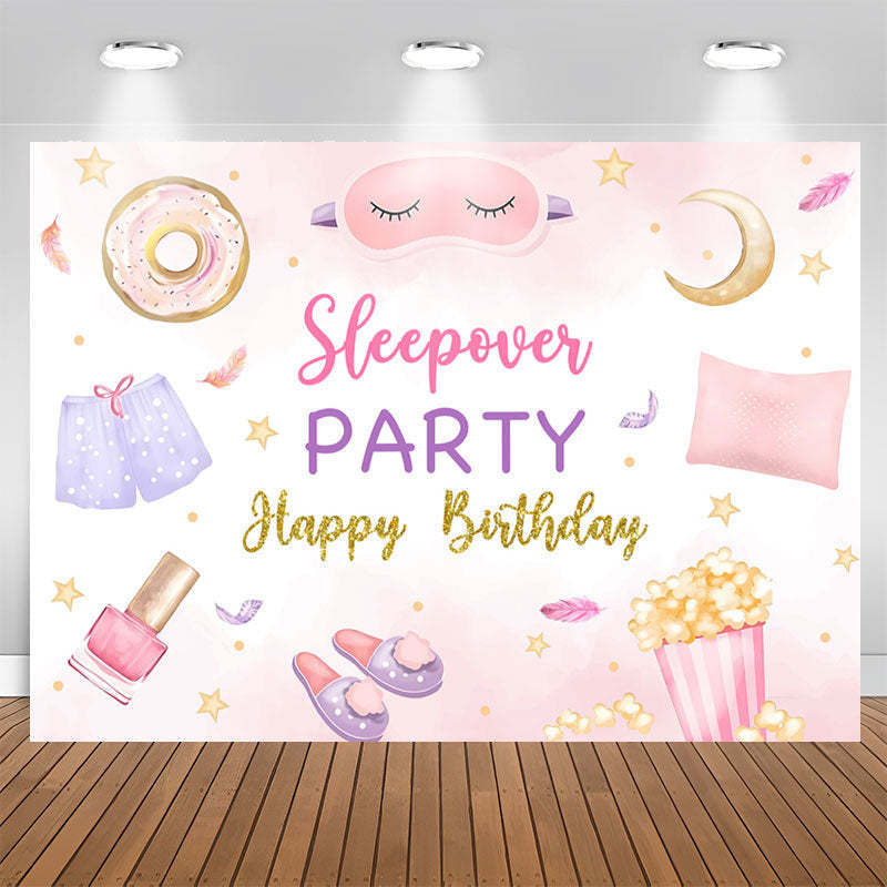 Lofaris Sleepover Party Dessert Girls Birthday Backdrop
