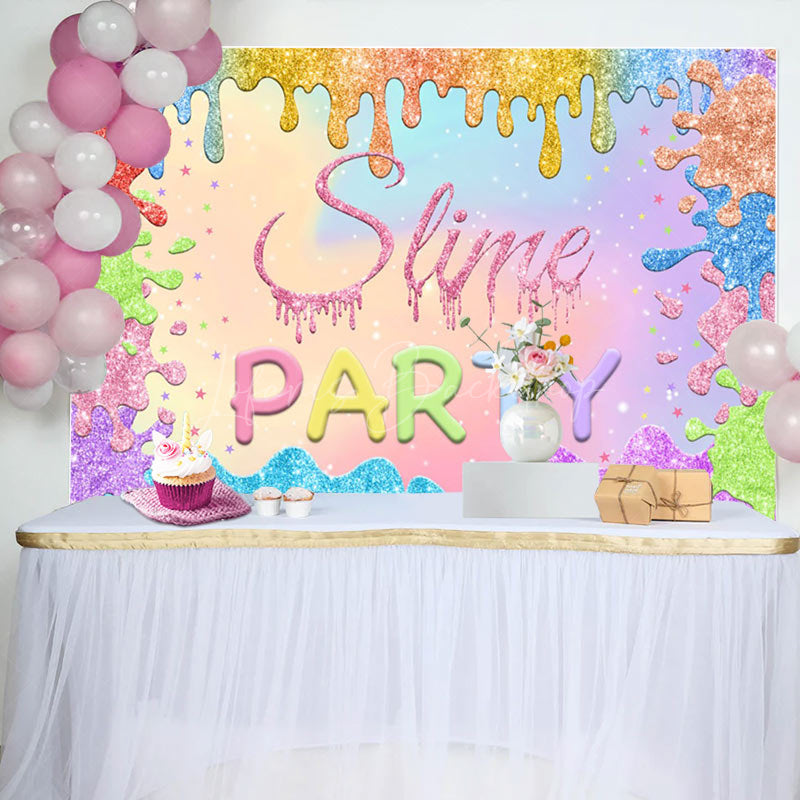 Lofaris Slime Party Glitter Graffiti Themed Backdrop