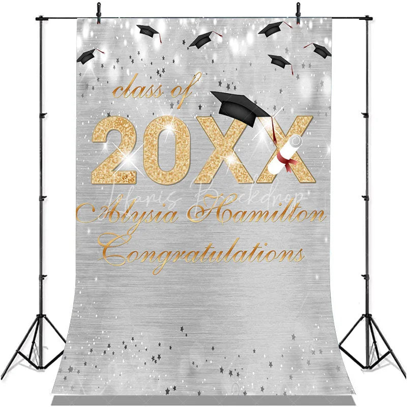 Lofaris Silver Bokeh Glitter Gold Class Of 2022 Grad Backdrop