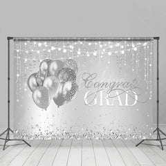 Lofaris Silver Diamonds And Ballons Bokeh Congrats Grad Backdrop