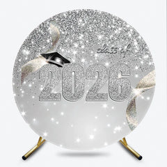 Lofaris Silver Glitter Class Of 2026 Graduation Party Backdrop