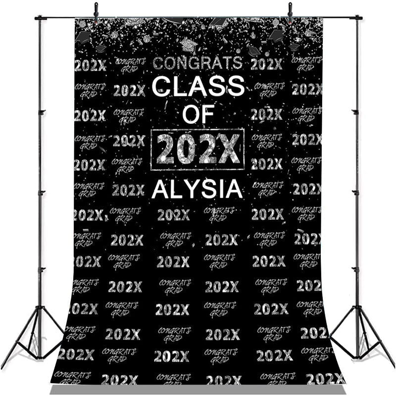 Lofaris Silver Glitter Congrsts Class Of 2022 Black Backdrops