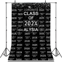 Lofaris Silver Glitter Congrsts Class Of 2022 Black Backdrops