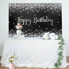 Lofaris Sliver Glitter Diamonds Black Birthday Backdrop