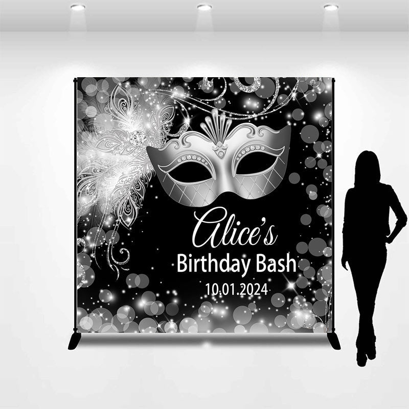 Lofaris Sliver Mask Bokeh Dots Custom Birthday Backdrop