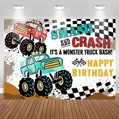 Lofaris Smash Crash Truck Bash Birthday Backdrop For Boys