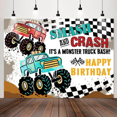 Lofaris Smash Crash Truck Bash Birthday Backdrop For Boys