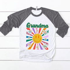 Lofaris Smile Face Floral Grandma Kids Custom Baseball Shirt