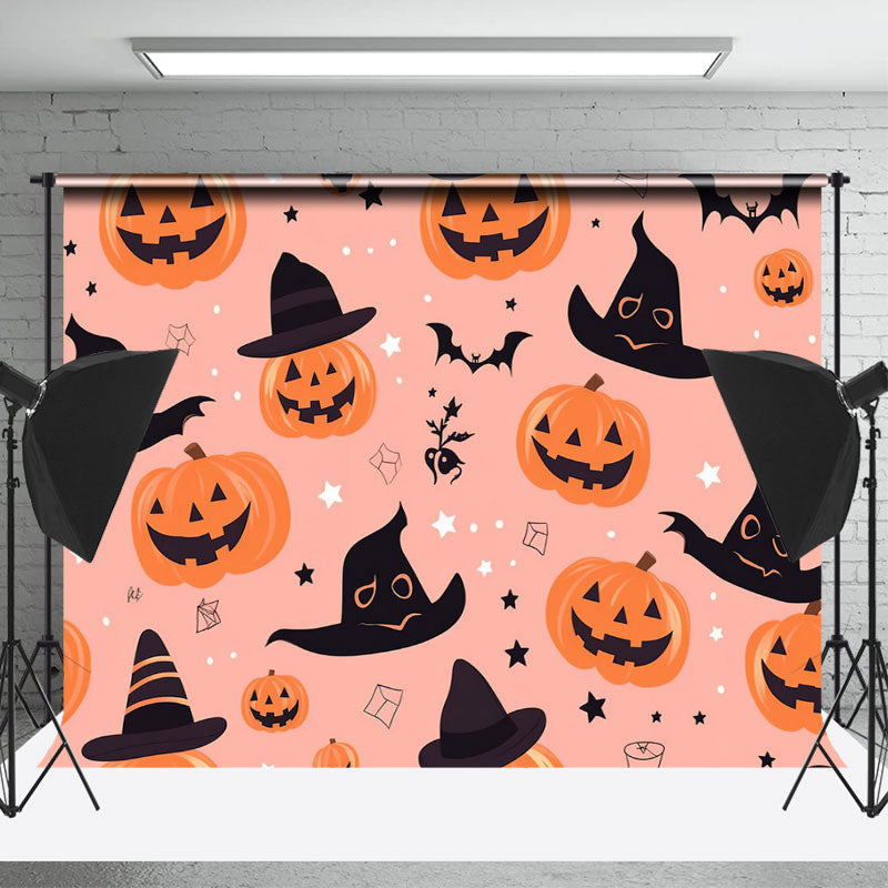 Lofaris Smiley Pumpkin Black Hat Halloween Portrait Backdrop