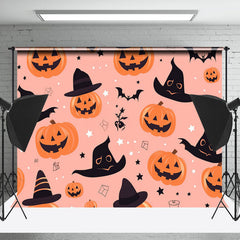 Lofaris Smiley Pumpkin Black Hat Halloween Portrait Backdrop