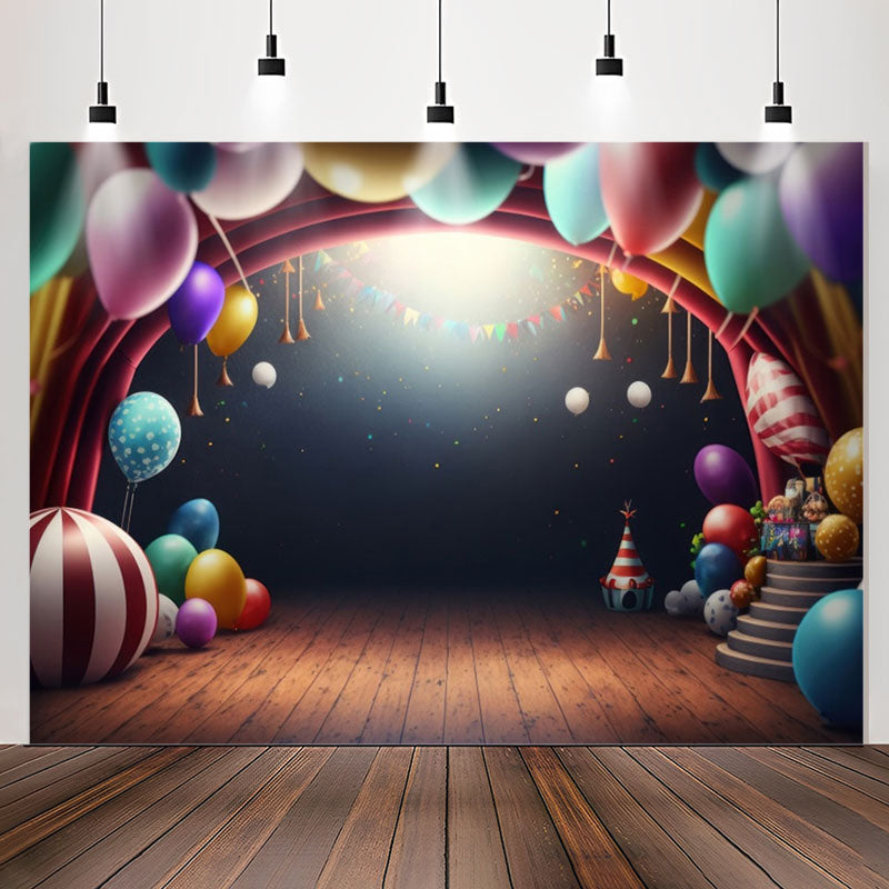 Lofaris Smrat Balloons Arch Colorful 1st Birthday Backdrop