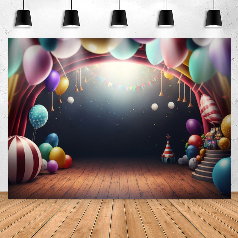 Lofaris Smrat Balloons Arch Colorful 1st Birthday Backdrop