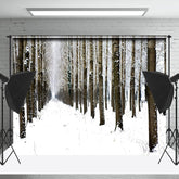Lofaris Snow Forest Scenery Winter Photography Backdrop