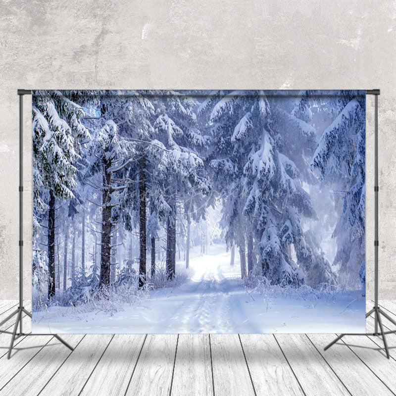Lofaris Snow Forest Silver Wonderland Winter Backdrop