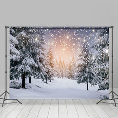 Lofaris Snow Landscape Pine Tree Forest Winter Backdrop