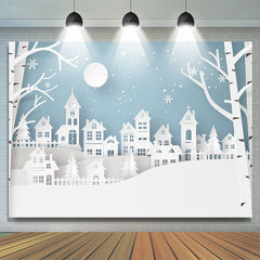 Lofaris Snow Scenery Papercut Style Backdrop For Photo Shoot