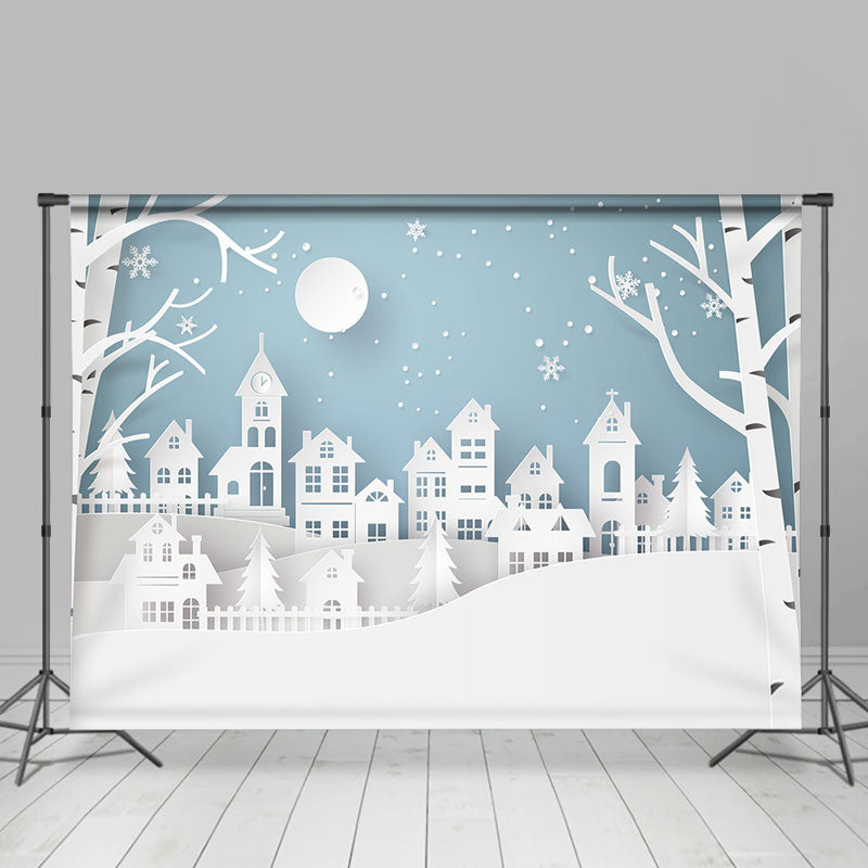 Lofaris Snow Scenery Papercut Style Backdrop For Photo Shoot