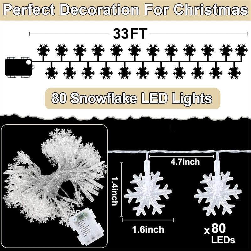 Lofaris Warm Color Snowflake Party LED String Fairy Lights