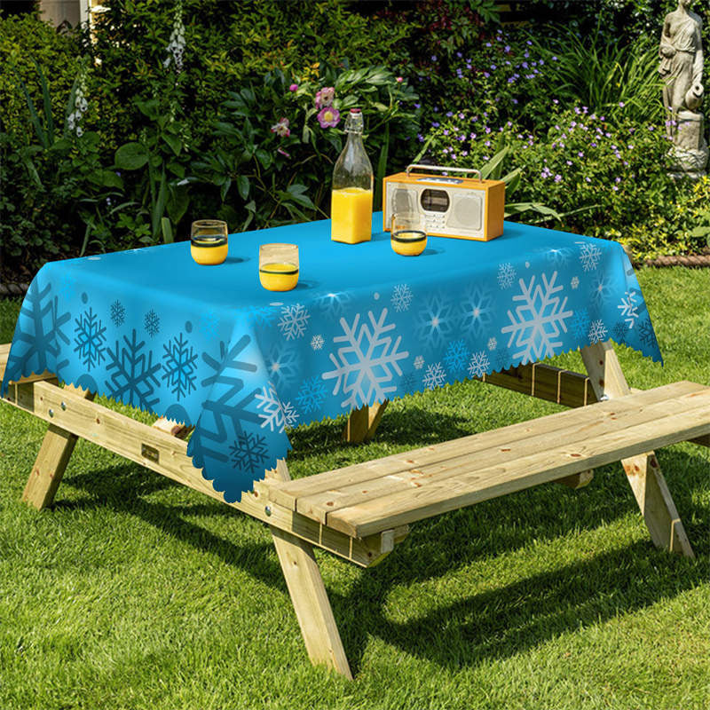 Lofaris Snowflake Blue Winter Rectangle Tablecloth for Family