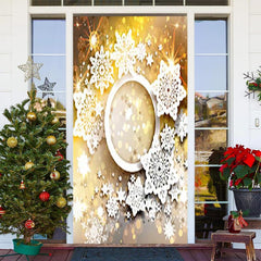 Lofaris Snowflake Glitter Gold Bokeh New Year Door Cover
