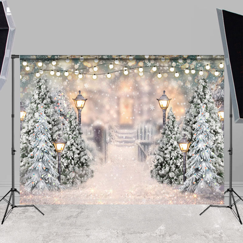 Lofaris Snowflake Glitter Street Lamp Winter Christmas Backdrop