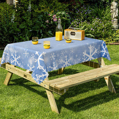 Lofaris Snowflake Light Blue Winter Christmas Tablecloth
