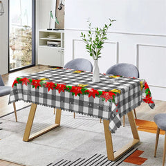 Lofaris Snowflake Red Floral Grey White Plaid Kitchen Tablecloth