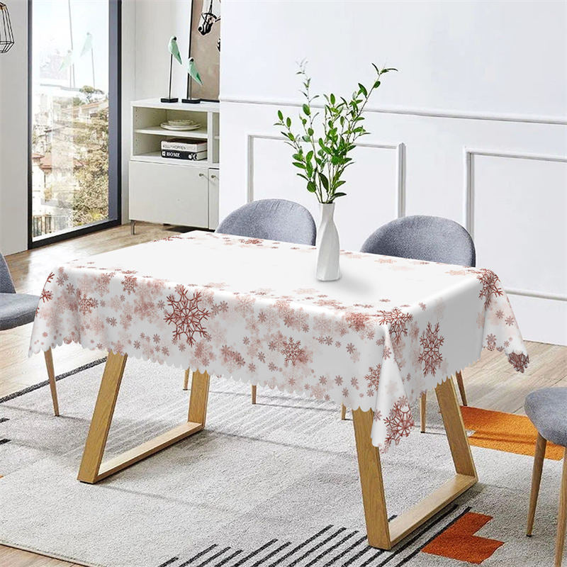 Lofaris Snowflake Rose Pink White Bistro Rectangle Tablecloth