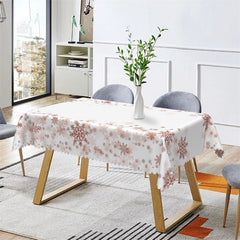Lofaris Snowflake Rose Pink White Bistro Rectangle Tablecloth