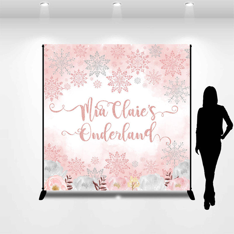 Lofaris Snowflake Winter Onderland Custom 1st Birthday Backdrop