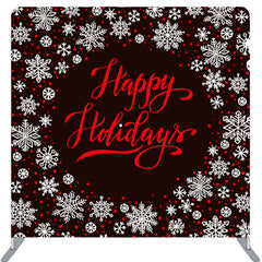 Lofaris Snowflakes And Red Dots Black Happy Holiday Backdrop