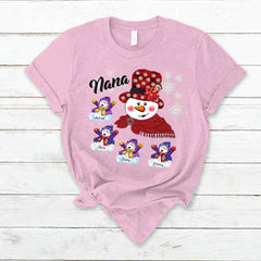 Lofaris Snowman Grandma And Kids Custom Christmas T-Shirt