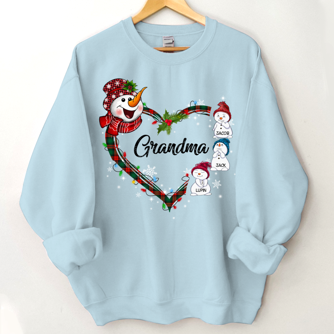 Lofaris Snowman Heart Christmas Grandma Custom Sweatshirt