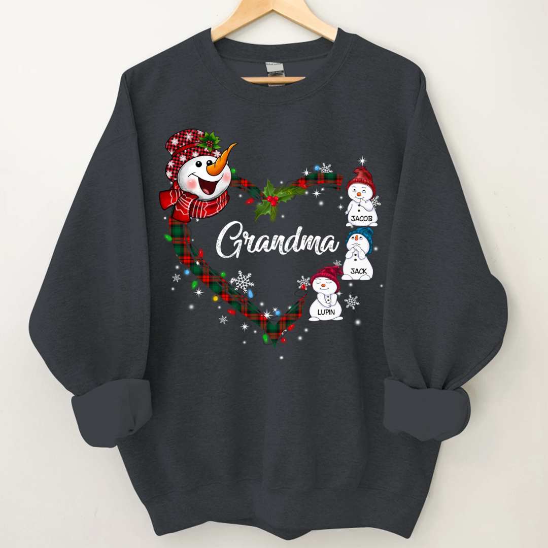 Lofaris Snowman Heart Christmas Grandma Custom Sweatshirt
