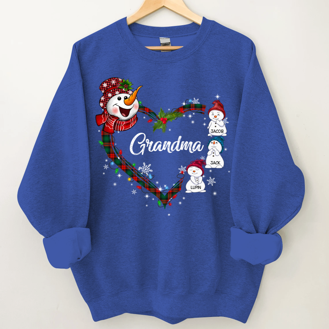 Lofaris Snowman Heart Christmas Grandma Custom Sweatshirt